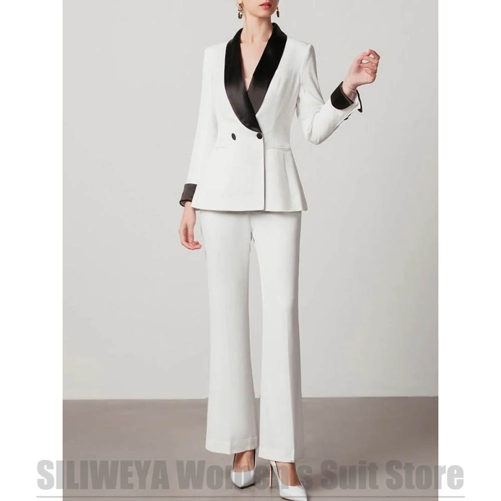 Women Formal Wear White Shirt - بدلة نسائية بيضاء مزدوجة الصدر مكونة