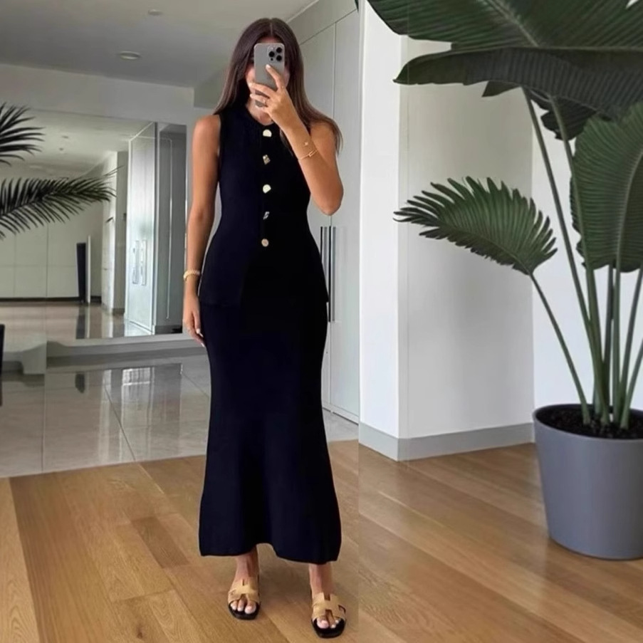 Formal Women'S Wear - جولة الرقبة واحدة الصدر أكمام Bodycon