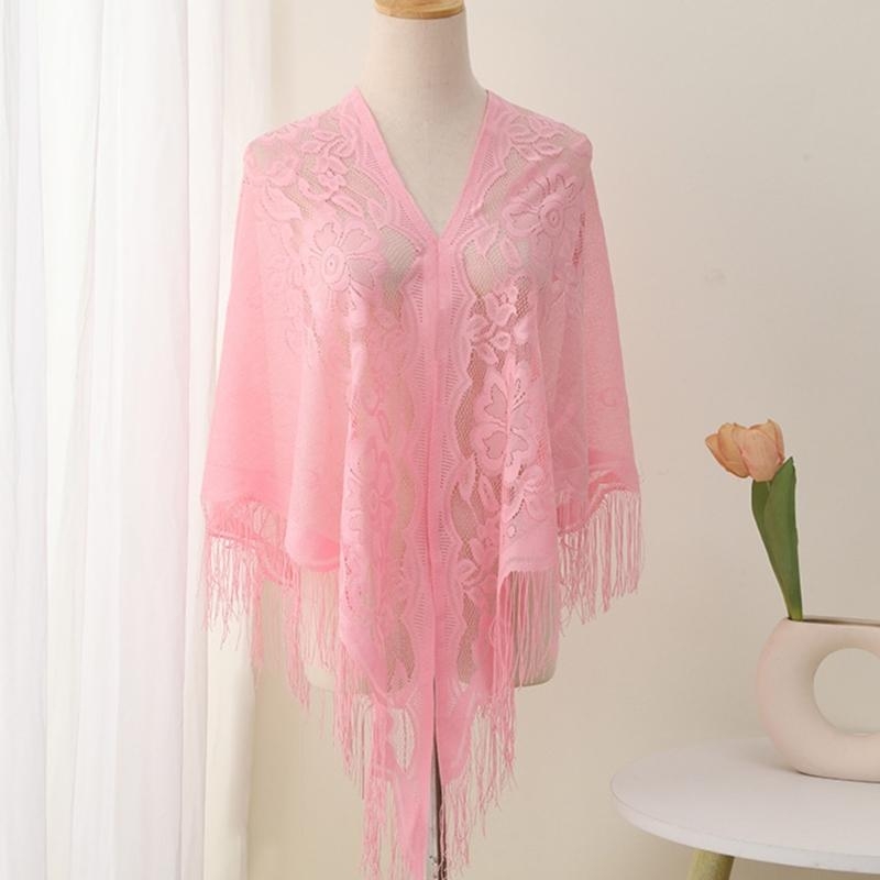 Women Formal Event Wear - شال بنمط مجوف من الدانتيل 340D