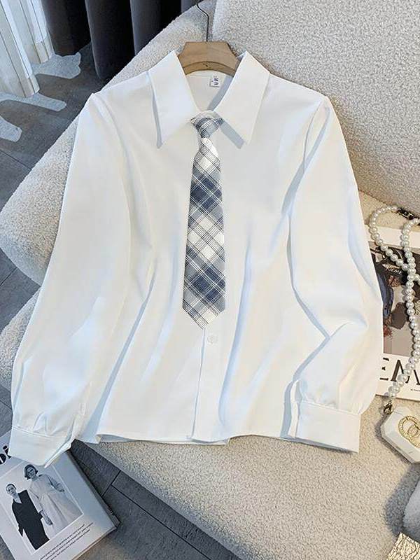 Women Formal Wear White Shirt - قميص أبيض فضفاض بأكمام طويلة للنساء،