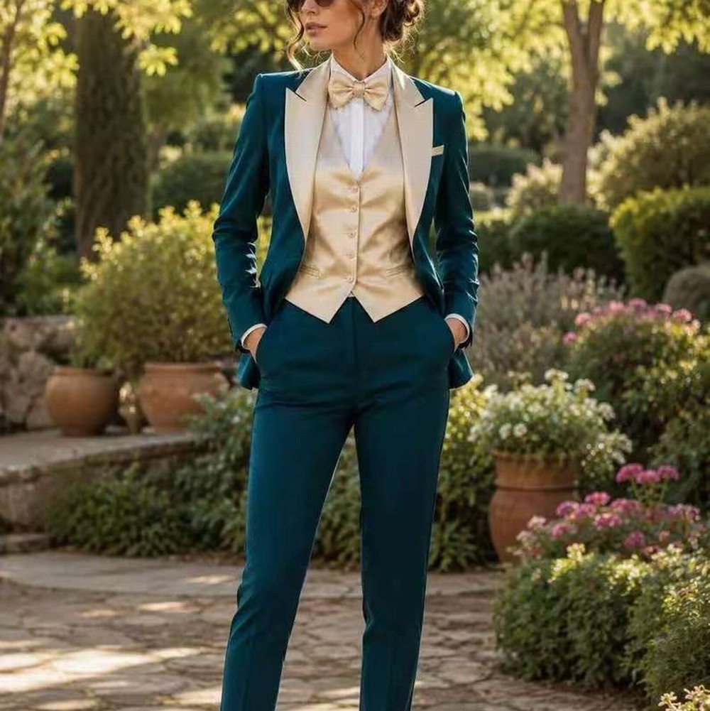 بدلة رسمية للنساء باللون الأزر - مراجعة Blazer Set Women Formal وسعره