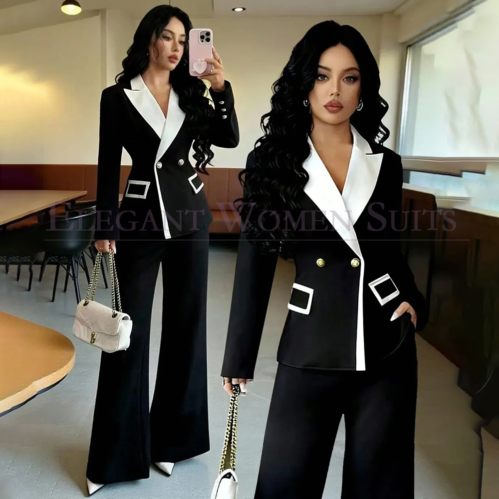 بدلات نسائية فاخرة سوداء من قط - مراجعة Blazer Set Women Formal وسعره