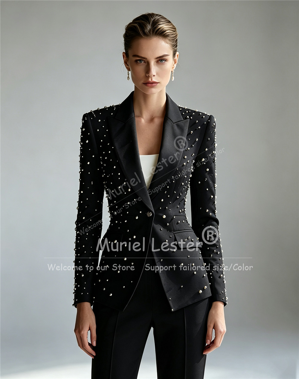 بدلات أنيقة مزينة باللؤلؤ للنس - مراجعة Blazer Set Women Formal وسعره