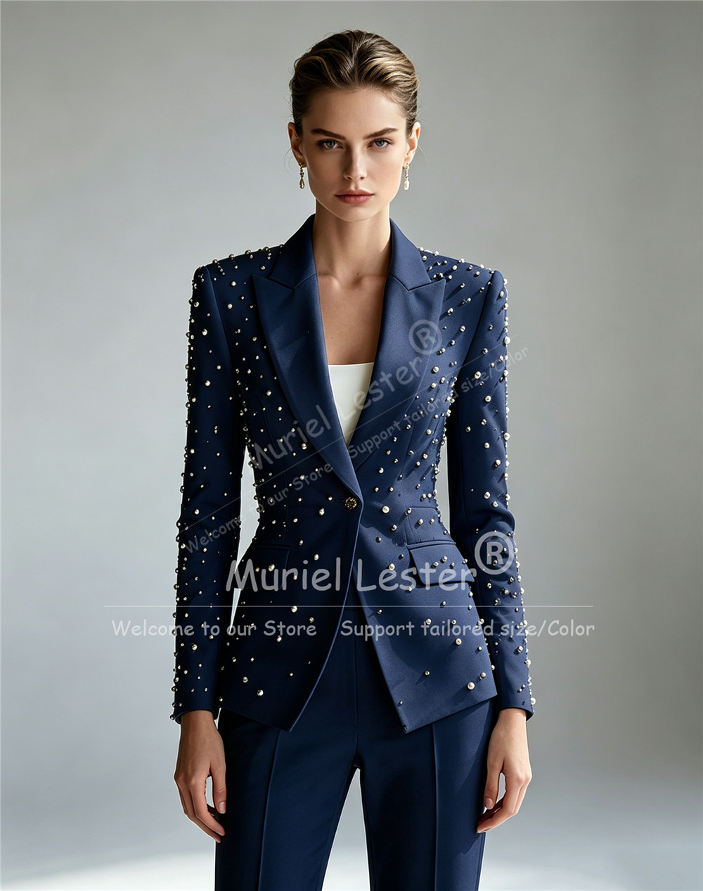 بدلات أنيقة مزينة باللؤلؤ للنس - مراجعة Blazer Set Women Formal وسعره