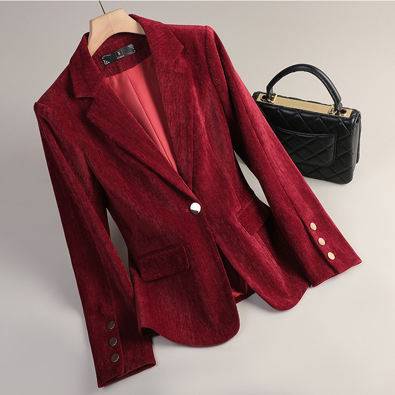 سترة نسائية مخملية باللون الذه - مراجعة Formal Winter Wear Women Jacket وسعره