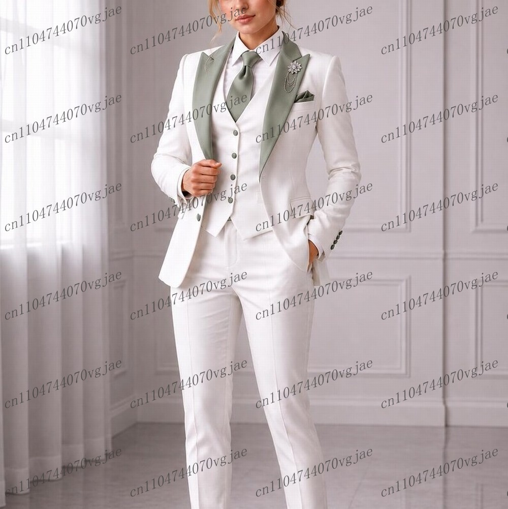 بدلة نسائية رسمية بيضاء بياقة  - مراجعة Blazer Set Women Formal وسعره
