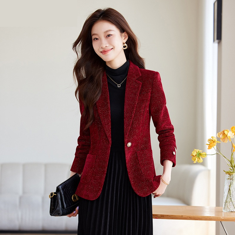 معطف بليزر نسائي أسود أحمر كاك - مراجعة Formal Winter Wear Women Jacket وسعره