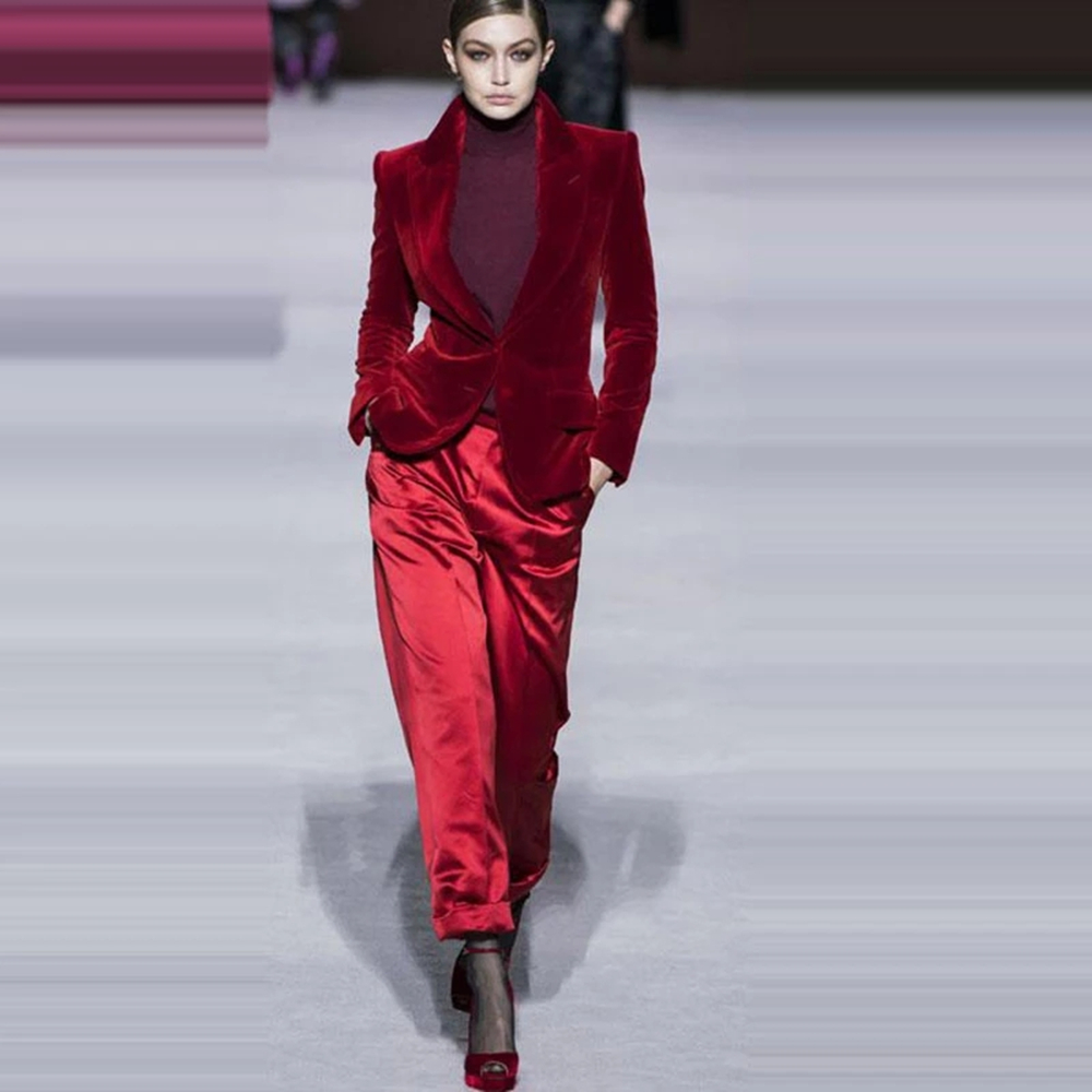 بدلة نسائية بناطيل باللون الأح - مراجعة Women'S Formal Wear Tuxedo وسعره