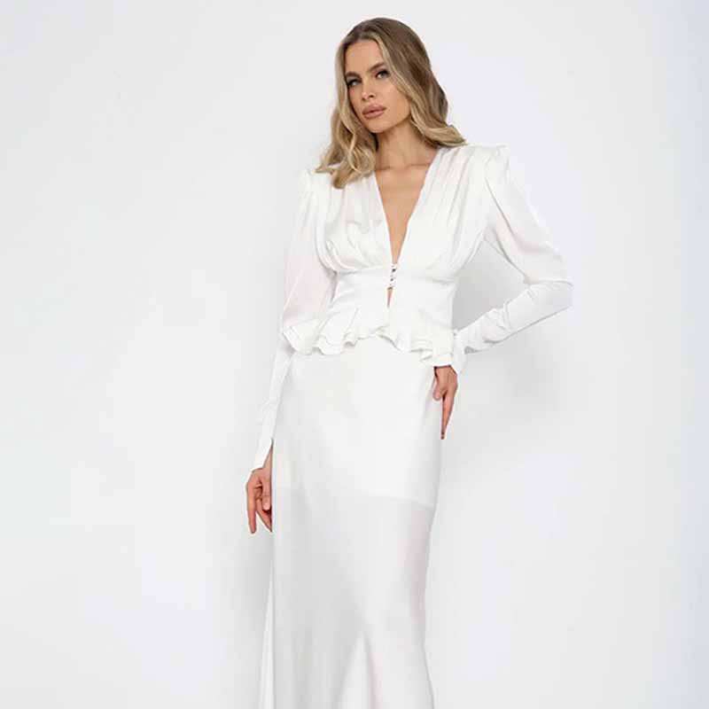 قميص نسائي أبيض بياقة على شكل  - مراجعة Women Formal Wear White Shirt وسعره