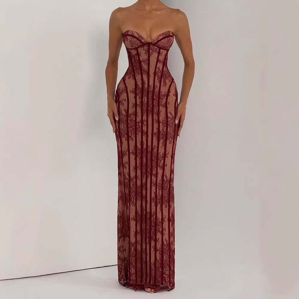 فستان ماكسي ضيق بدون حمالات لل - مراجعة Formal Women'S Wear وسعره