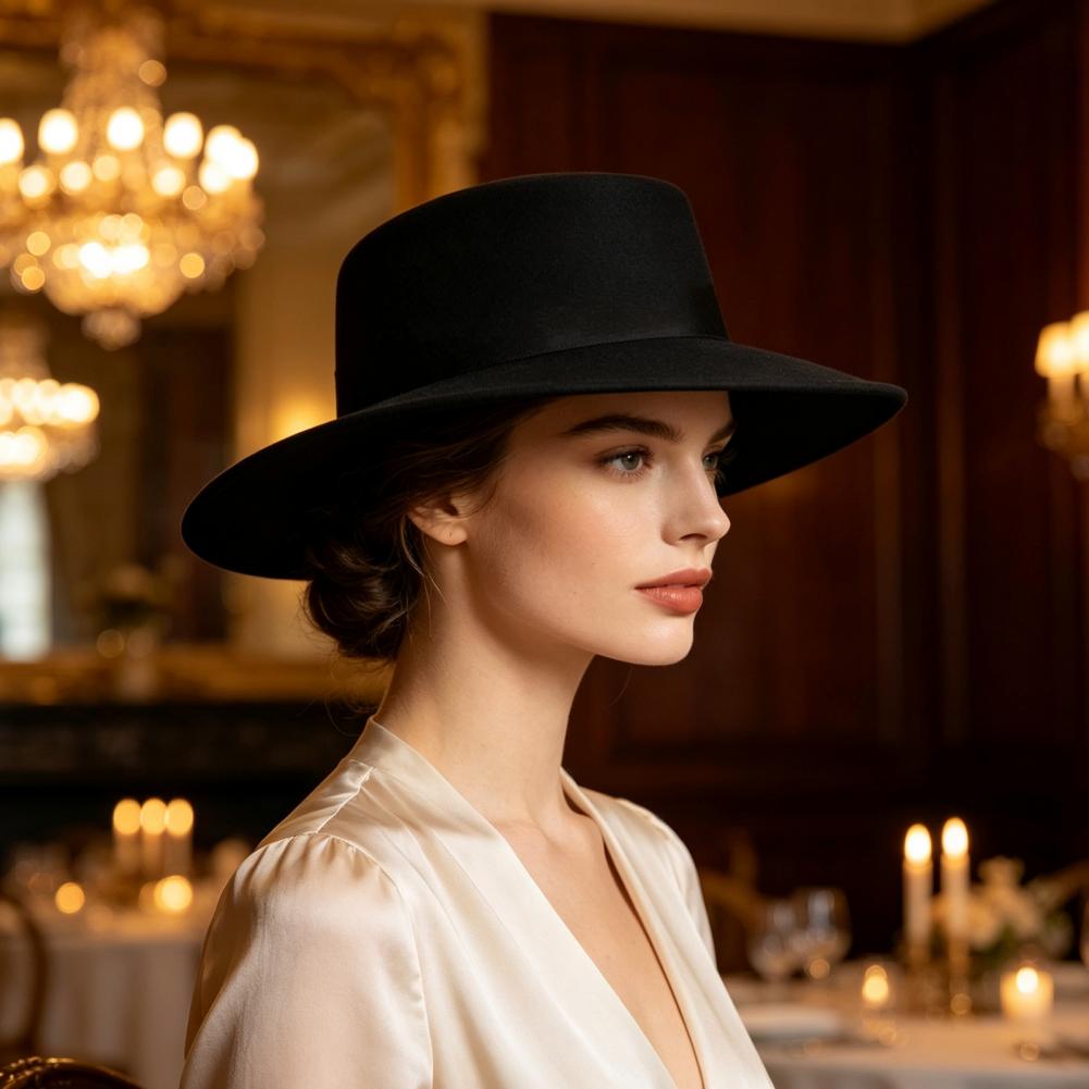 قبعة فيدورا مسطحة القمة، قبعة  - مراجعة Women Formal Event Wear وسعره