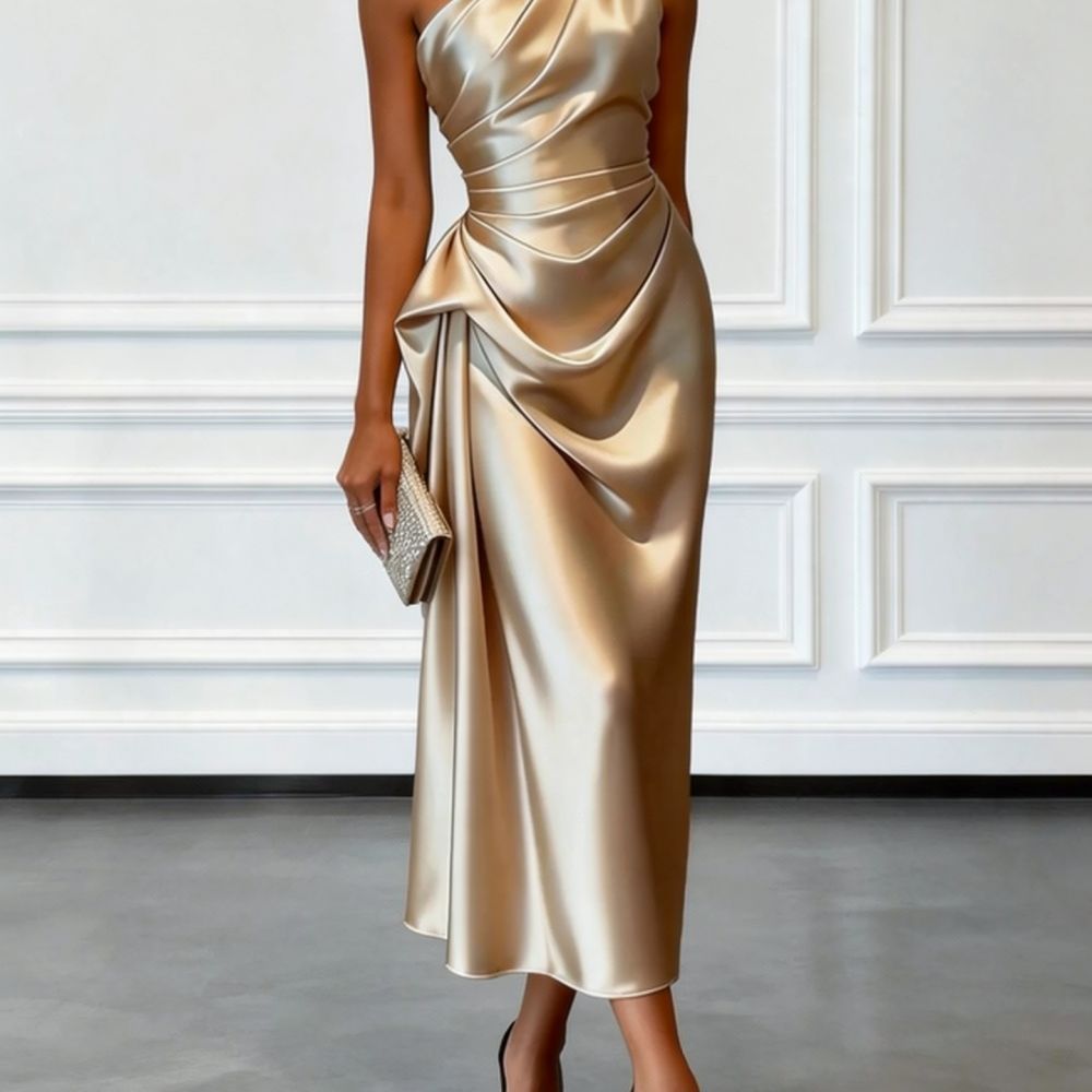 فستان سهرة أنيق من الساتان للن - مراجعة Women Formal Event Wear وسعره